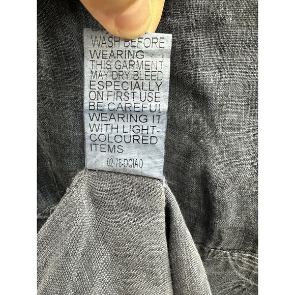 Lungo Larno Womens Dress Size Medium Sleeveless Chambray Linen Floral Detail - Picture 6 of 12